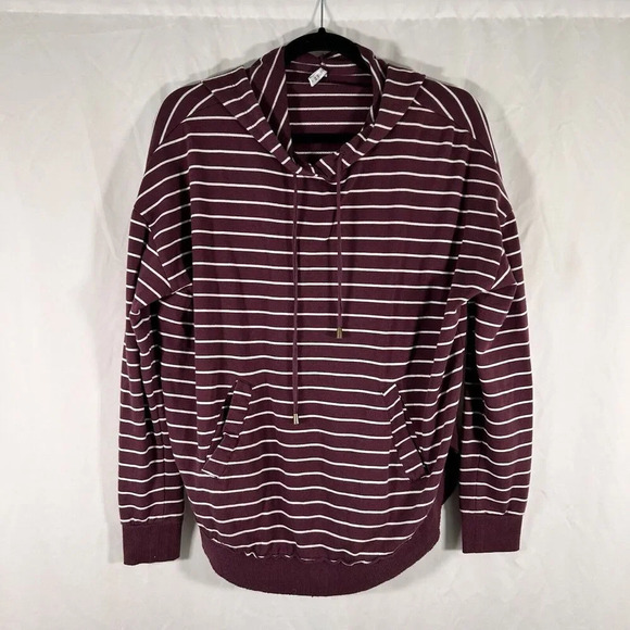 Z Supply Hoodie Women's Small Purple White Striped Pockets Long Sleeve - Picture 1 of 10